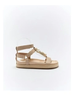 Mietta Leather Sandal in Oyster