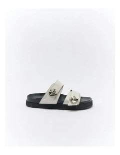 Monroe Leather Slide in Off White