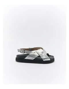 Mya Leather Sandal in Silver