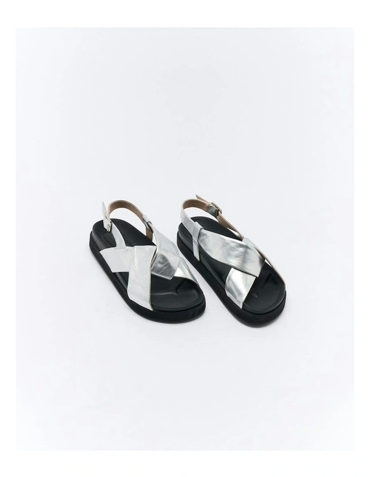 Mya Leather Sandal in Silver image 2