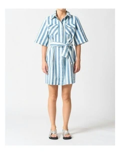 Mayfair Dress in Denim Stripe