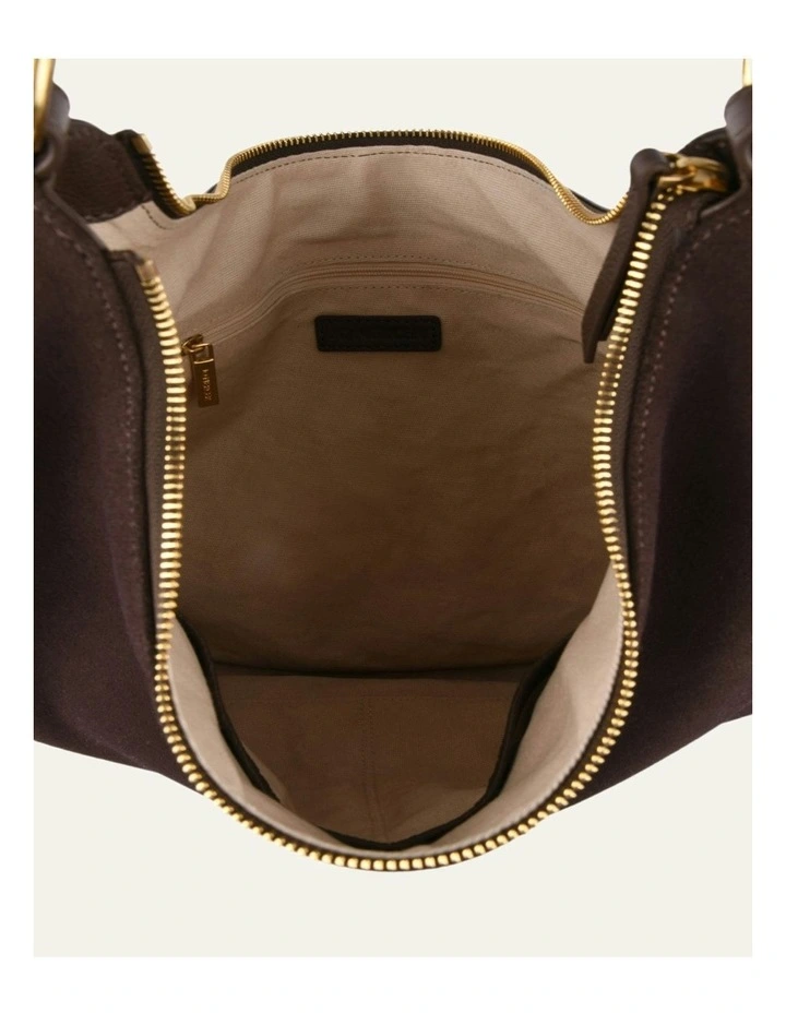 Margo Shoulder Bag in Bitter Choc Suede image 5