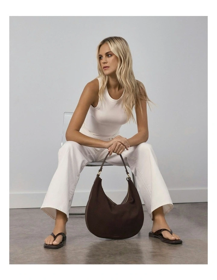 Margo Shoulder Bag in Bitter Choc Suede image 6