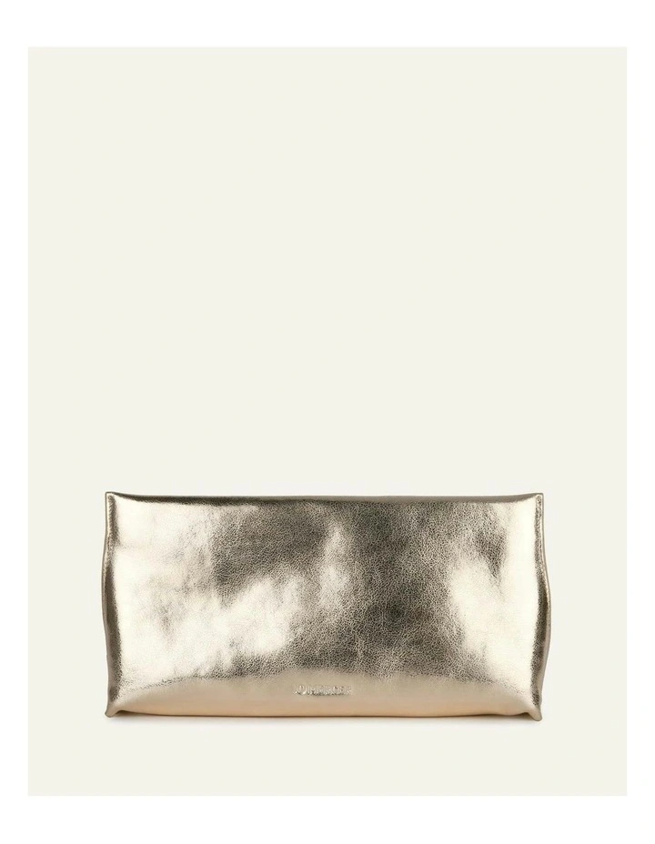 Bonnie Clutch Bag in Light Gold Leather image 1