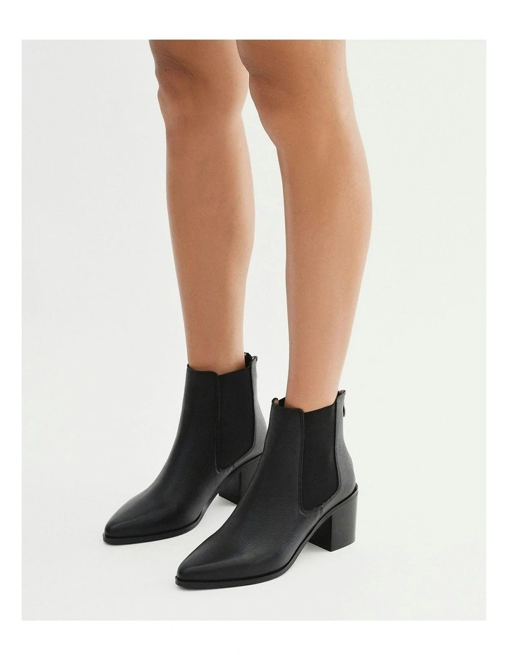 Allure Mid Ankle Leather Boots in Black image 2