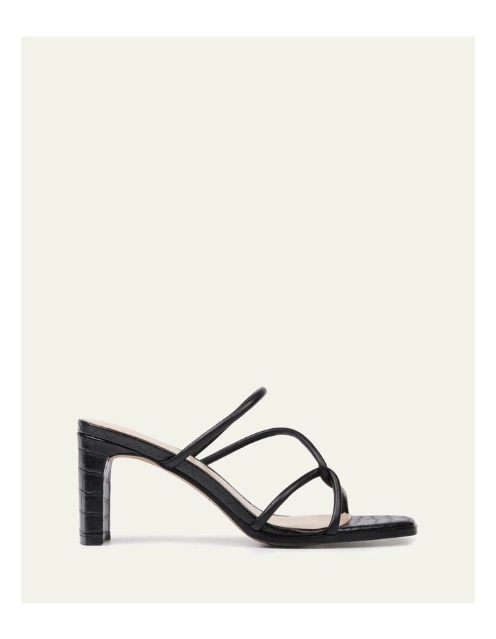 Novi Mid Heel Leather Sandals in Black image 1