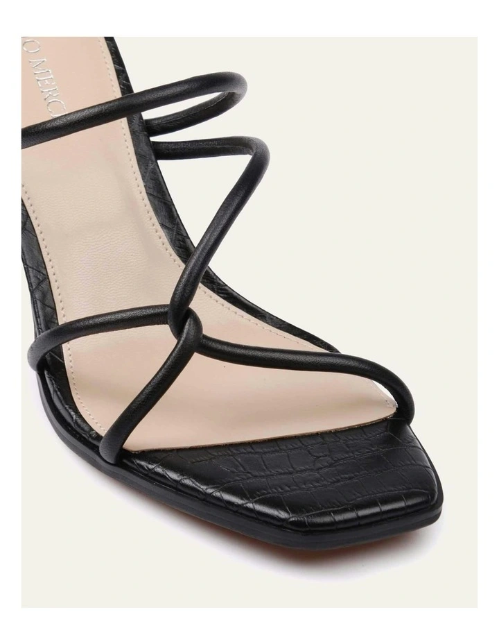 Novi Mid Heel Leather Sandals in Black image 4