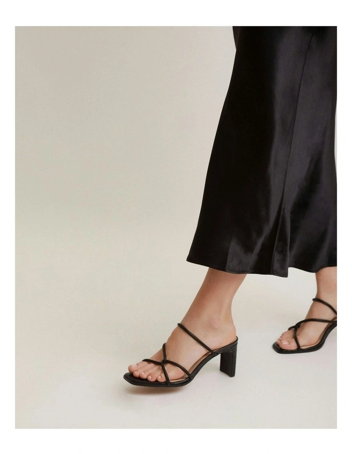 Novi Mid Heel Leather Sandals in Black image 7