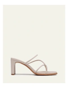 Novi Mid Heel Leather Sandals in Bone