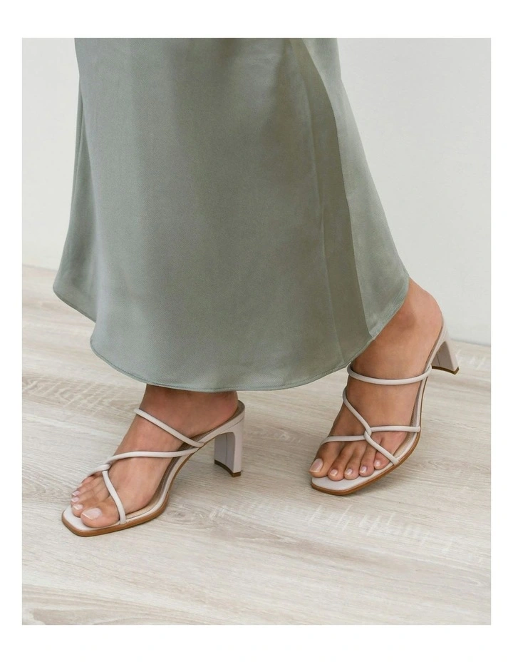 Novi Mid Heel Leather Sandals in Bone image 2