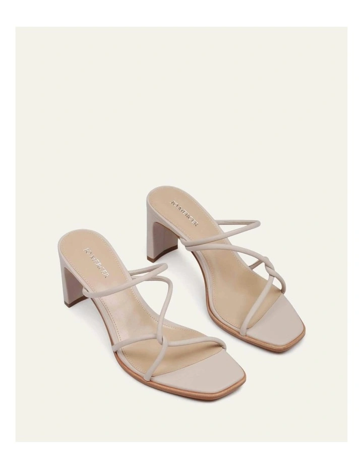 Novi Mid Heel Leather Sandals in Bone image 3