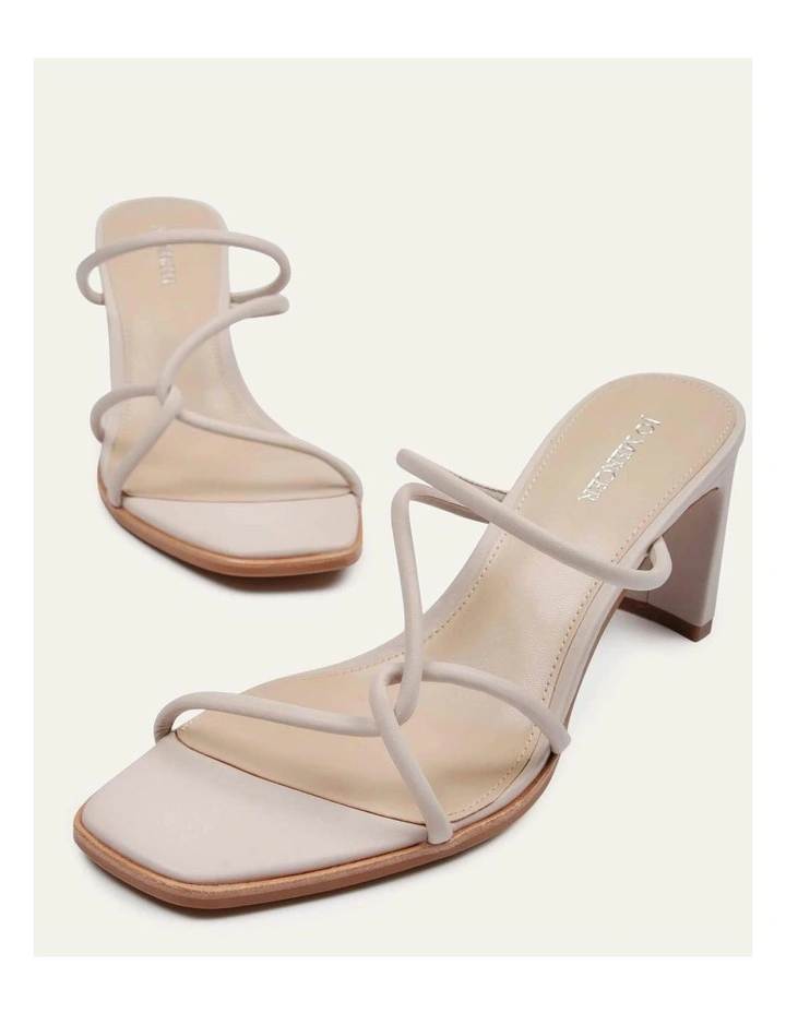 Novi Mid Heel Leather Sandals in Bone image 4