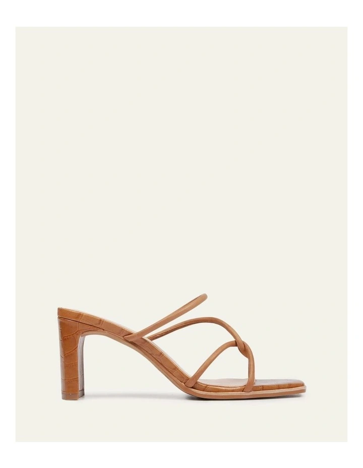 Novi Mid Heel Leather Sandals in Tan image 1