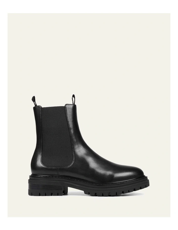 Bloom Flat Ankle Leather Boots in Black image 1