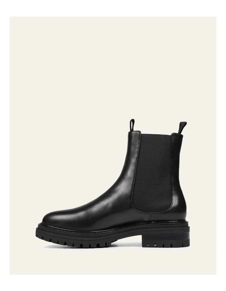 Bloom Flat Ankle Leather Boots in Black image 6