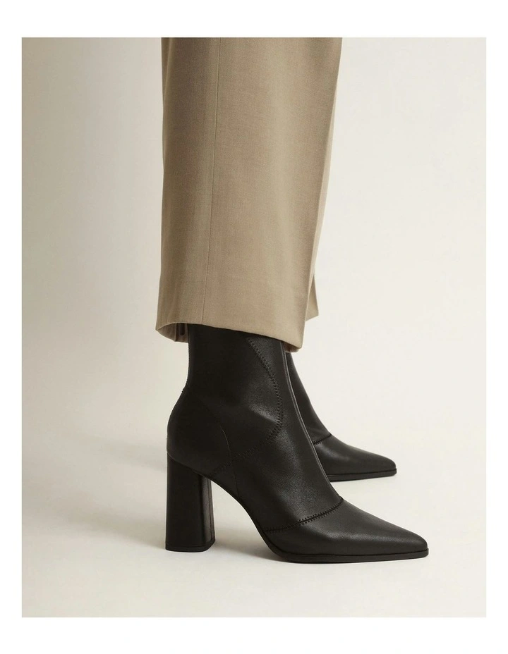 Tex High Ankle Leather Boots in Black image 2