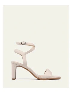 Natsu Mid Heel Leather Sandals in Bone
