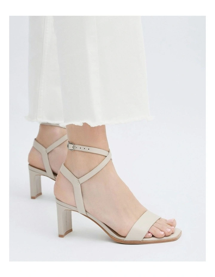 Natsu Mid Heel Leather Sandals in Bone image 2