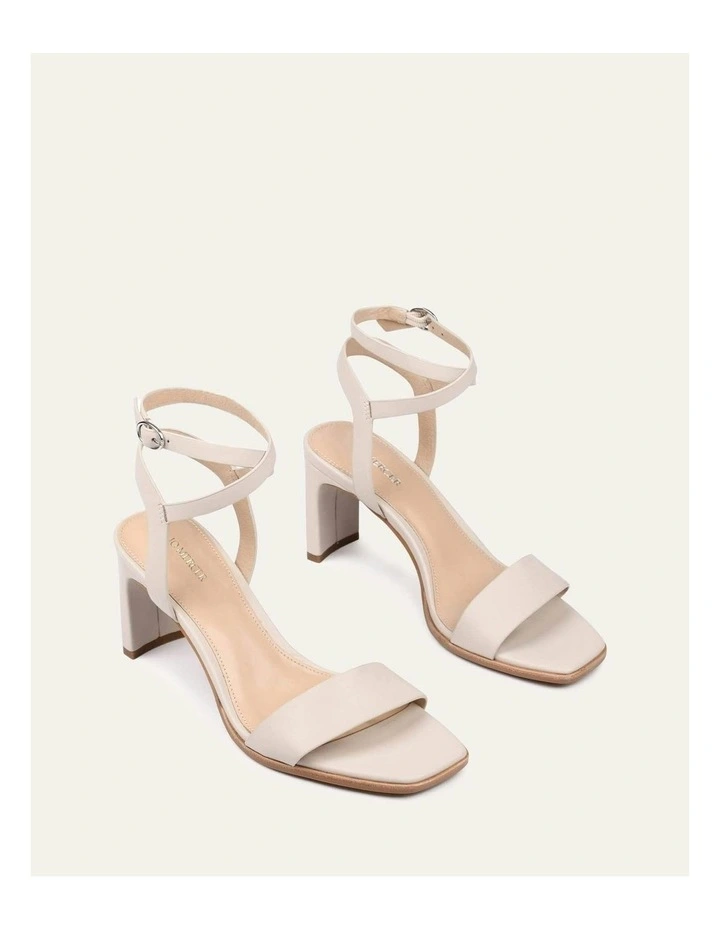 Natsu Mid Heel Leather Sandals in Bone image 3