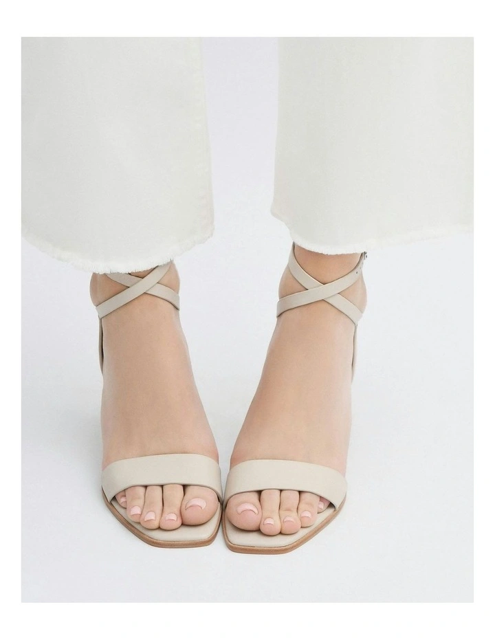 Natsu Mid Heel Leather Sandals in Bone image 7