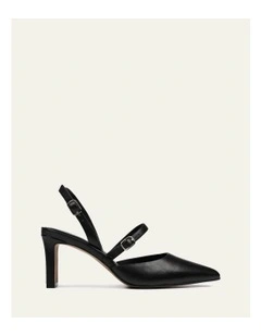 Karina Mid Leather Heels in Black