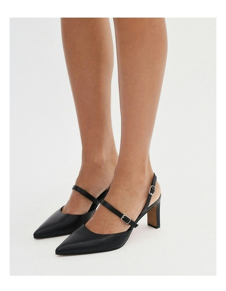 Karina Mid Leather Heels in Black image 2