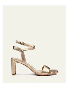 Natsu Mid Heel Leather Sandals in Gold