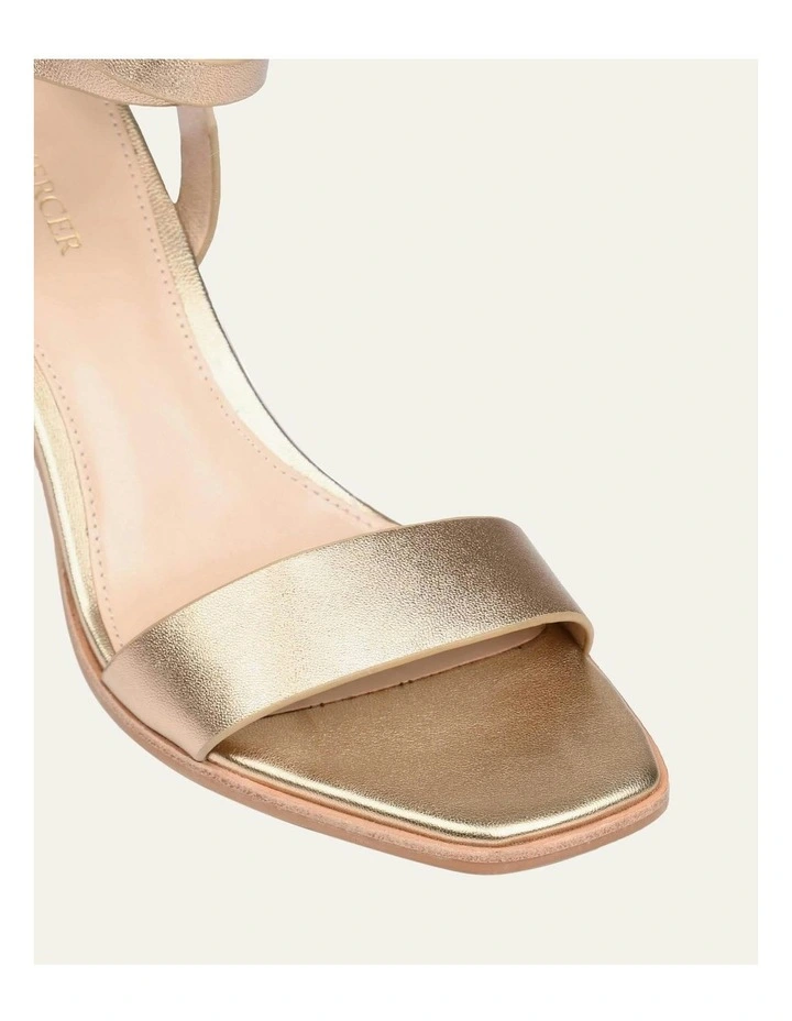 Natsu Mid Heel Leather Sandals in Gold image 4