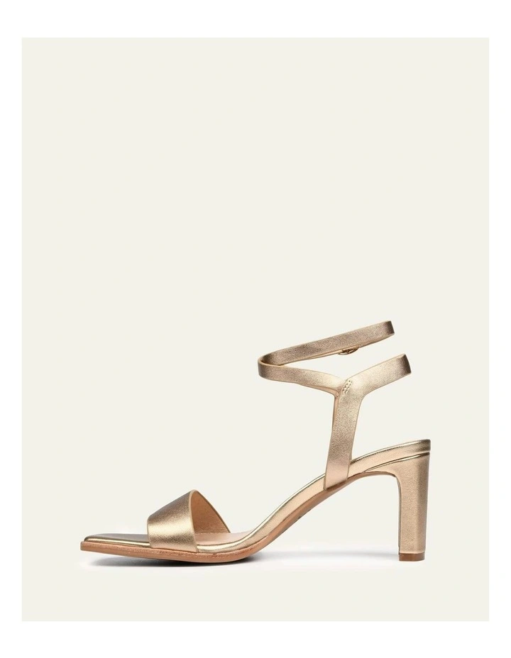 Natsu Mid Heel Leather Sandals in Gold image 6