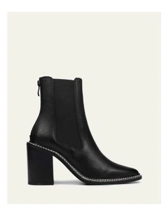 Luxe High Ankle Leather Boots in Black