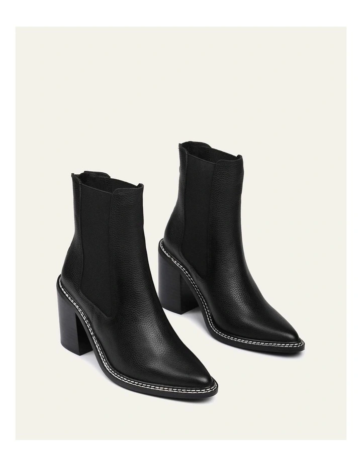 Luxe High Ankle Leather Boots in Black image 3