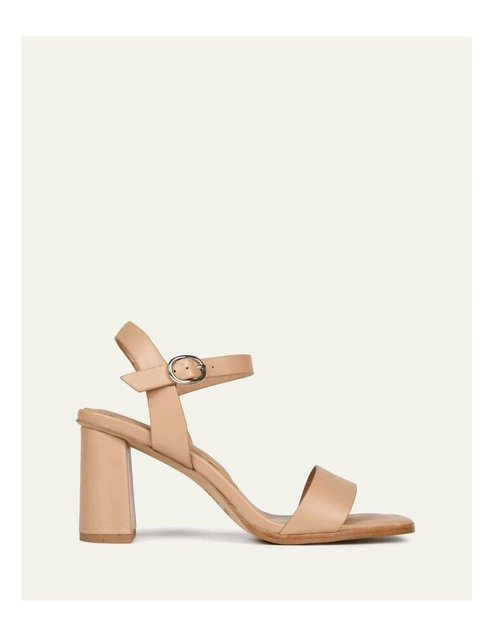 Calais High Heel Leather Sandals in Beige image 1