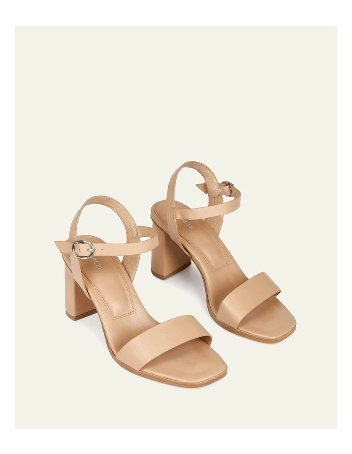 Calais High Heel Leather Sandals in Beige image 3