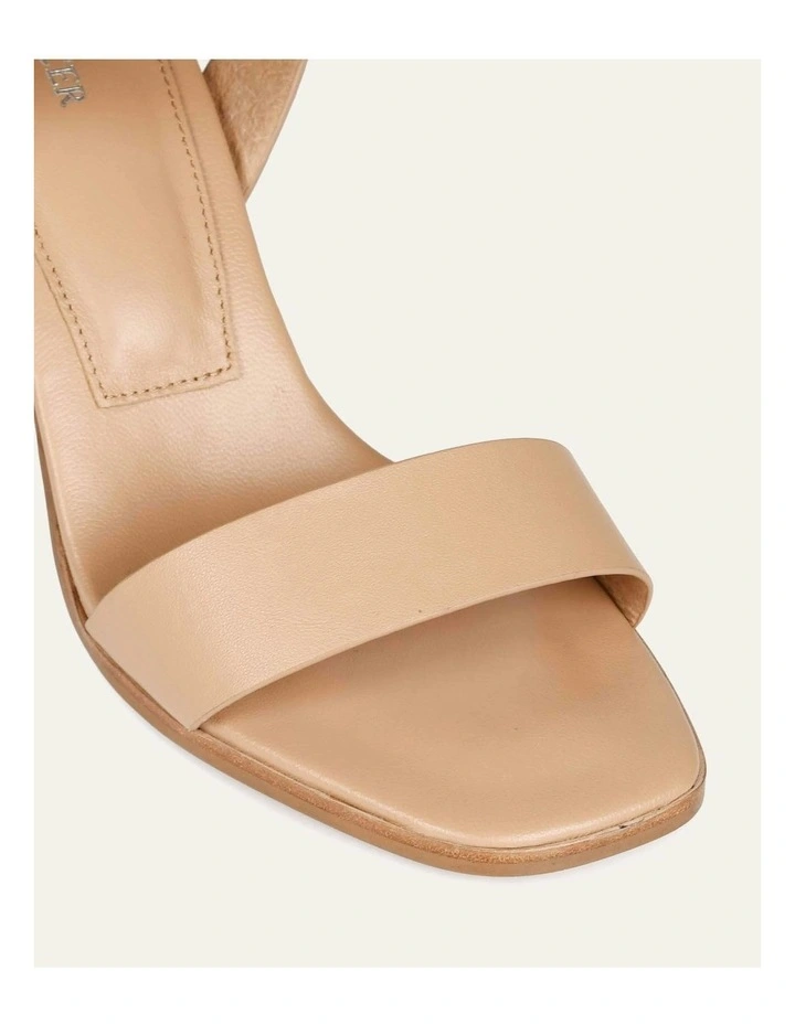 Calais High Heel Leather Sandals in Beige image 4
