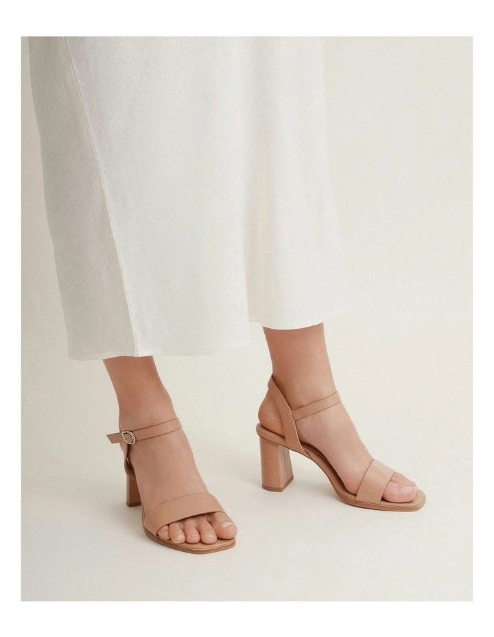 Calais High Heel Leather Sandals in Beige image 7