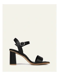 Calais High Heel Leather Sandals in Black