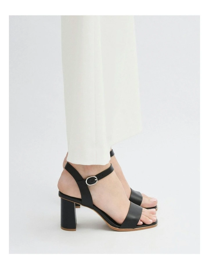 Calais High Heel Leather Sandals in Black image 2