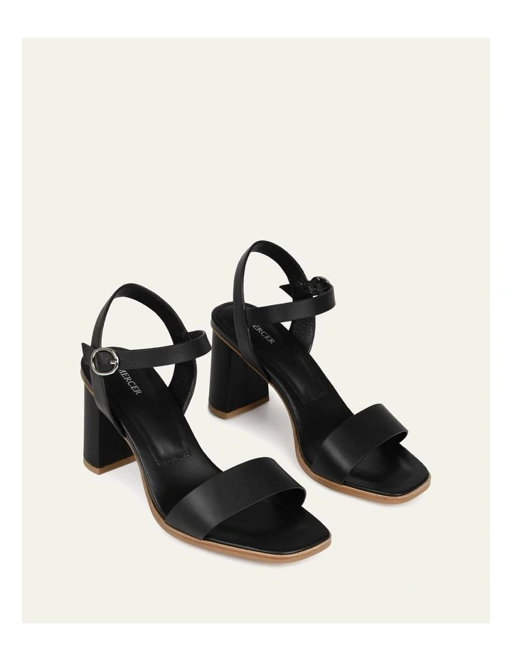 Calais High Heel Leather Sandals in Black image 3