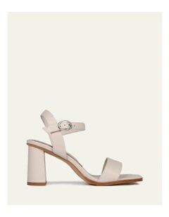 Calais High Heel Leather Sandals in Bone