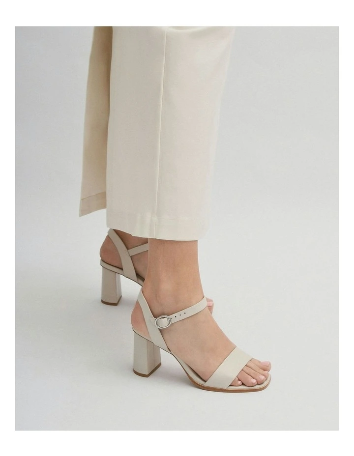 Calais High Heel Leather Sandals in Bone image 2