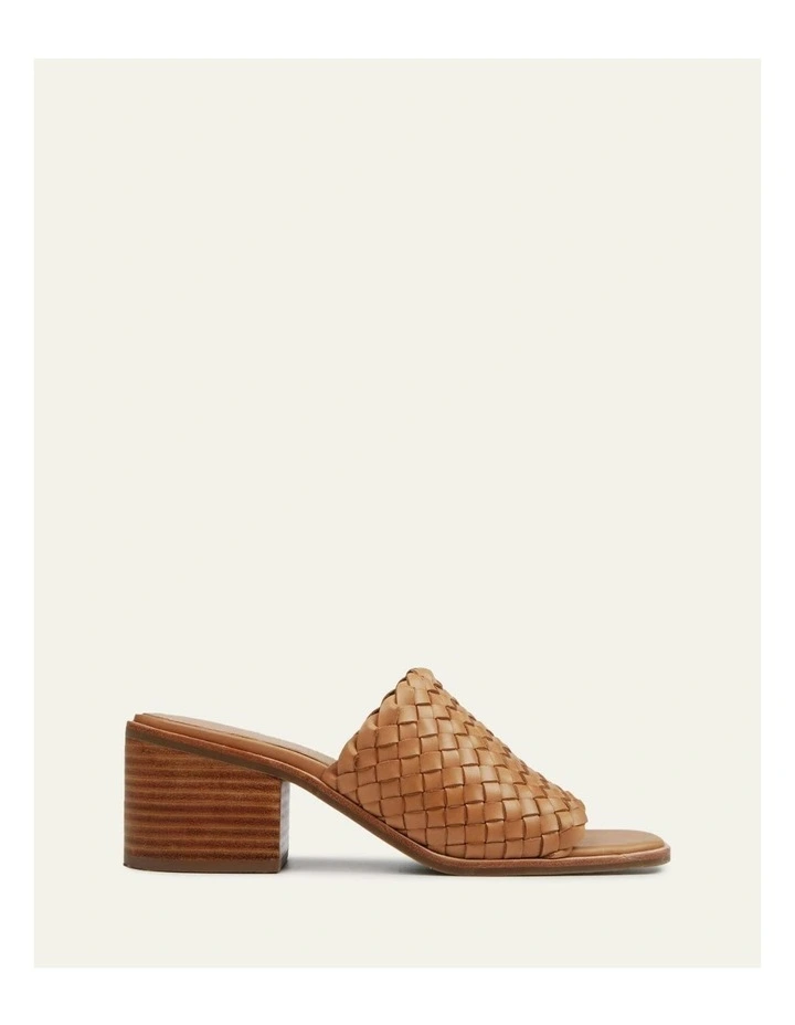 Whaler Mid Heel Leather Sandals in Tan image 1