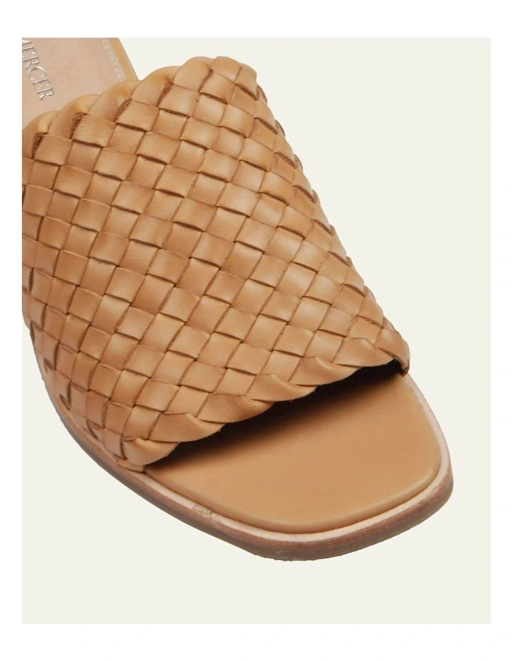Whaler Mid Heel Leather Sandals in Tan image 4