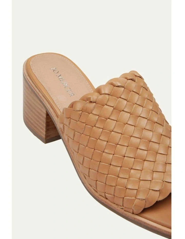 Whaler Mid Heel Leather Sandals in Tan image 5