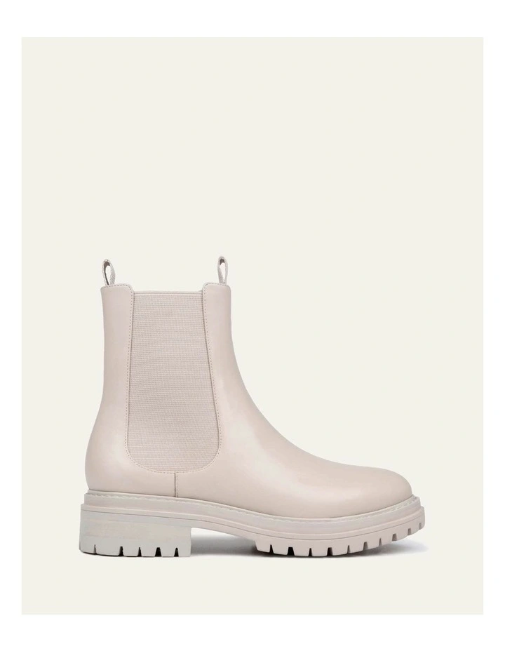 Bloom Flat Ankle Leather Boots in Bone image 1