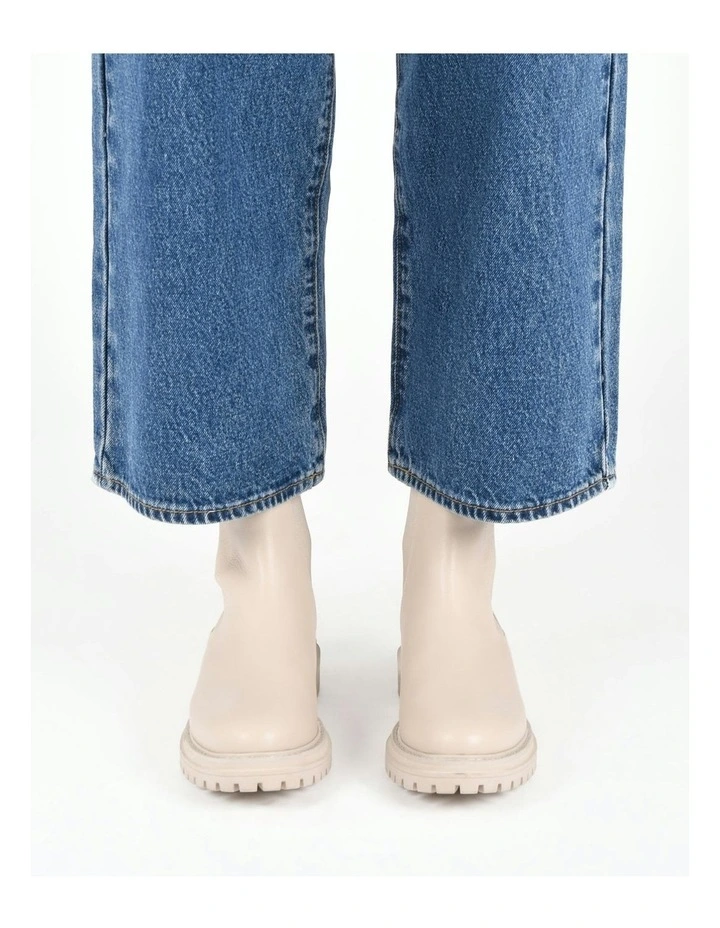 Bloom Flat Ankle Leather Boots in Bone image 2