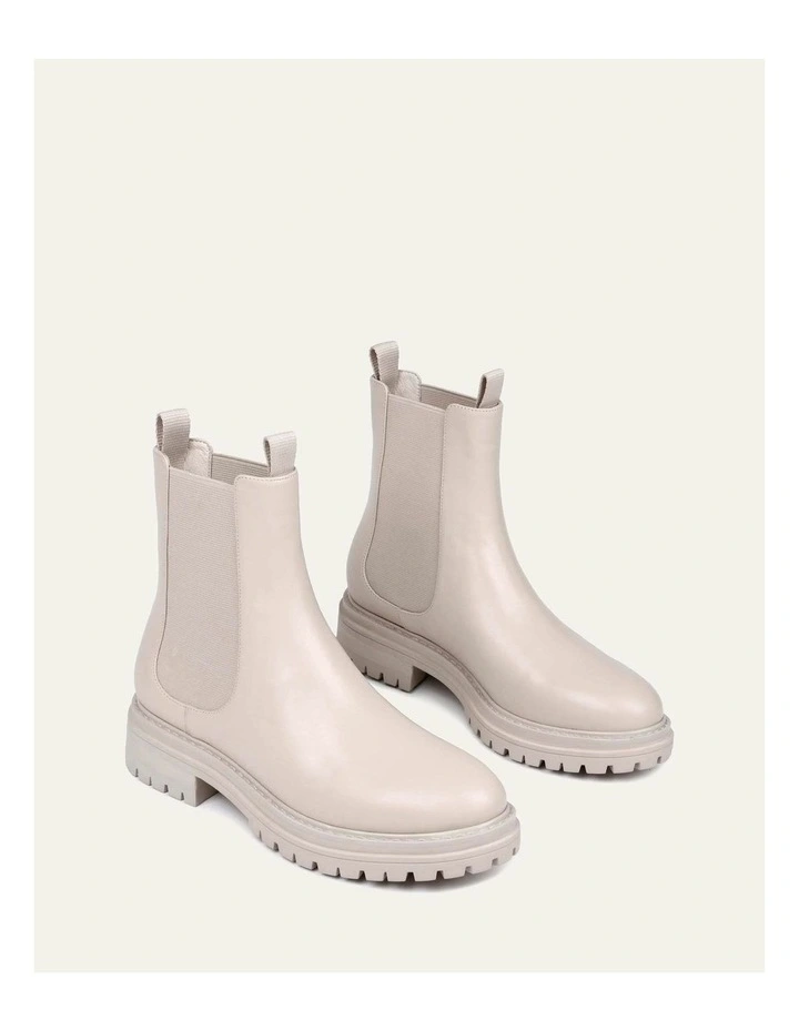 Bloom Flat Ankle Leather Boots in Bone image 3