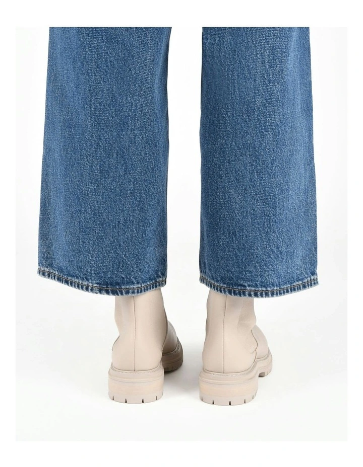 Bloom Flat Ankle Leather Boots in Bone image 7