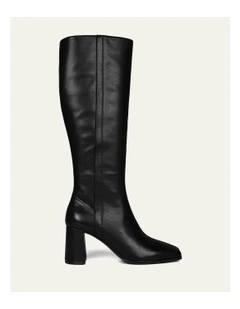 Nellie Knee Leather Boots in Black