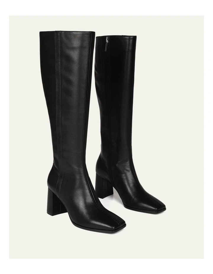 Nellie Knee Leather Boots in Black image 3