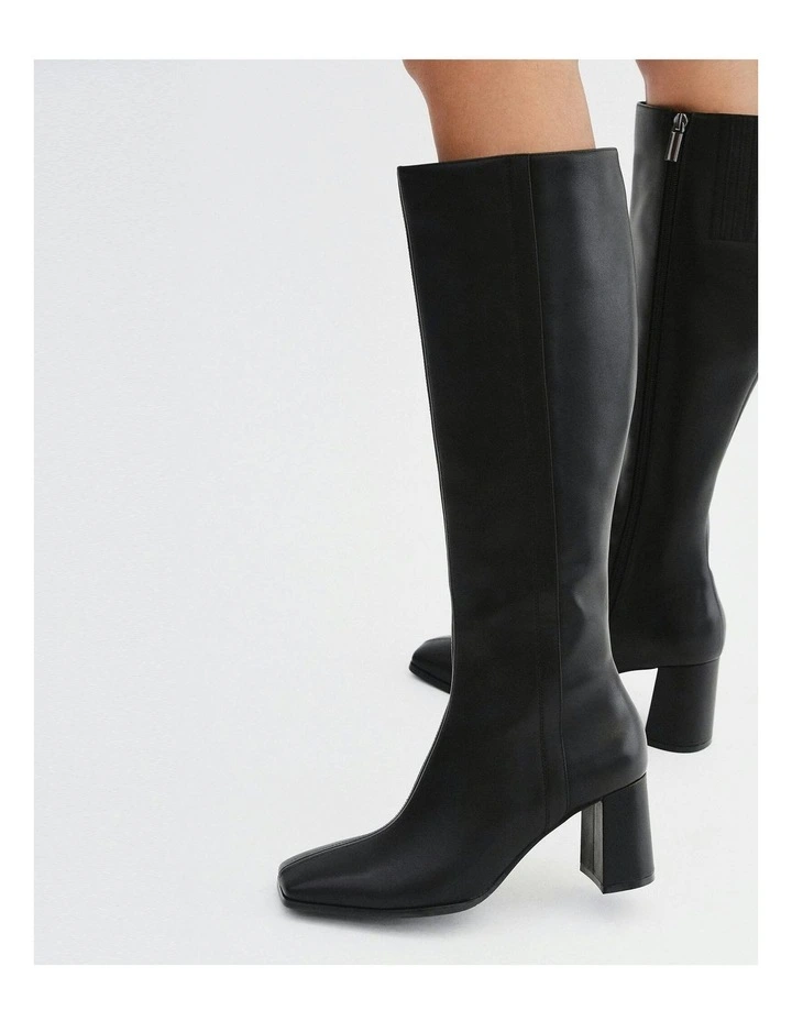 Nellie Knee Leather Boots in Black image 7
